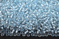 Бисер чешский PRECIOSA круглый 10/0 38236 прозрачный, голубая перламутровая линия внутри, 2 сорт, 50г