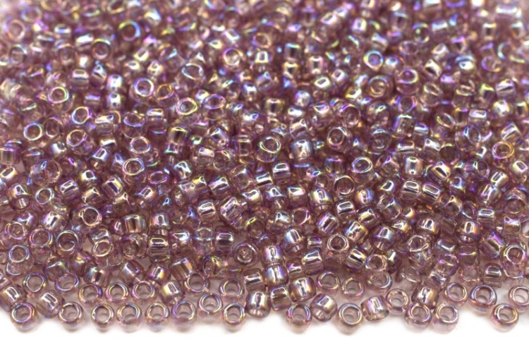 Бисер японский TOHO круглый 15/0 #0166 светлый аметист, радужный прозрачный, 10 грамм Бисер японский TOHO круглый 15/0 #0166 светлый аметист, радужный прозрачный, 10 грамм