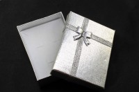 Подарочная коробочка 90х67х27мм для украшений, цвет серебро, картон, 31-010, 1шт