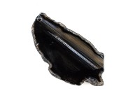 Срез Агата природного, оттенок чёрный, 72х36х5мм, отверстие 2мм, 37-409, 1шт