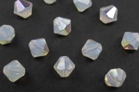Бусины биконусы хрустальные 6мм, цвет WHITE OPAL GLITTER, 747-031, 10шт