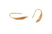 Основа для серег 19х8х3мм, отверстие 1,5мм, цвет золото, медь/цирконий, 21-141, 1 пара