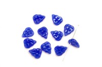 Бусина Листочек 11х9х3мм, цвет синий, непрозрачная, стекло, 735-017, 10шт