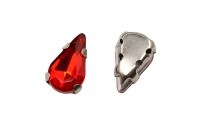 Кристалл Капля 10х6мм пришивной в оправе, цвет красный, стекло, 43-155, 2шт