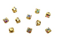 Шатоны Preciosa Maxima 3,2мм в оправе, цвет crystal DF AB/gold, 63-215, 10шт