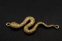 Коннектор-соединитель Змея со стразами 39х13,5х3мм, отверстие 1,2мм, цвет золото, 14-038, 1шт