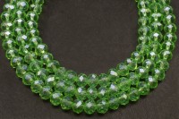 Бусина стеклянная Рондель 6х4мм, цвет светло-зеленый, гальваническое покрытие, прозрачная, 507-060, 10 шт