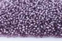 Бисер китайский круглый размер 12/0, цвет 0322 сиренево-дымчатый, белая линия внутри, 450г