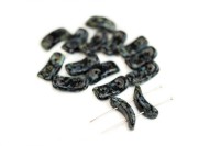 Бусины Bow beads 3,5х15мм, два отверстия 0,8мм, цвет 23980/86800 черный травертин, 729-007, около 10г (около 12шт)