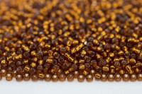 Бисер японский TOHO круглый 8/0 #2208 спелый апельсин, серебряная линия внутри, 10 грамм