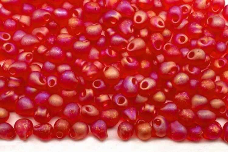 Бисер MIYUKI Drops 3,4мм #0140FR светлый красный, матовый радужный прозрачный, 10 грамм Бисер MIYUKI Drops 3,4мм #0140FR светлый красный, матовый радужный прозрачный, 10 грамм