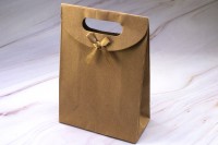 Подарочный пакет 20х14см, цвет коричневый, картон, 31-018, 1шт