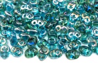 Бусины SuperDuo 2,5х5мм, отверстие 0,8мм, цвет 60020/22501 аквамарин/Celsian, 706-237, 10г (около 120шт)