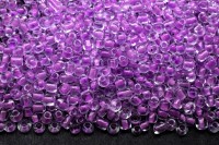 Бисер китайский круглый размер 12/0, цвет 0131В прозрачный сиреневая линия внутри, 450г