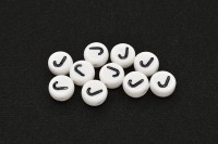 Бусина с буквой J 7х4мм, отверстие 1мм, цвет белый/черный, 540-108, 10шт