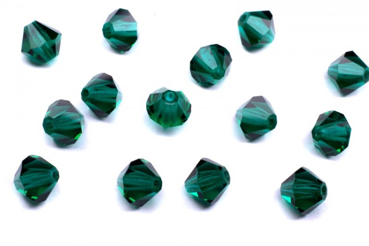 Бусины биконусы хрустальные 5мм, цвет EMERALD, 750-014, 10шт Бусины биконусы хрустальные 5мм, цвет EMERALD, 750-014, 10шт