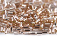 Бисер японский TOHO Bugle стеклярус 3мм #0031 розалин, серебряная линия внутри, 5 грамм