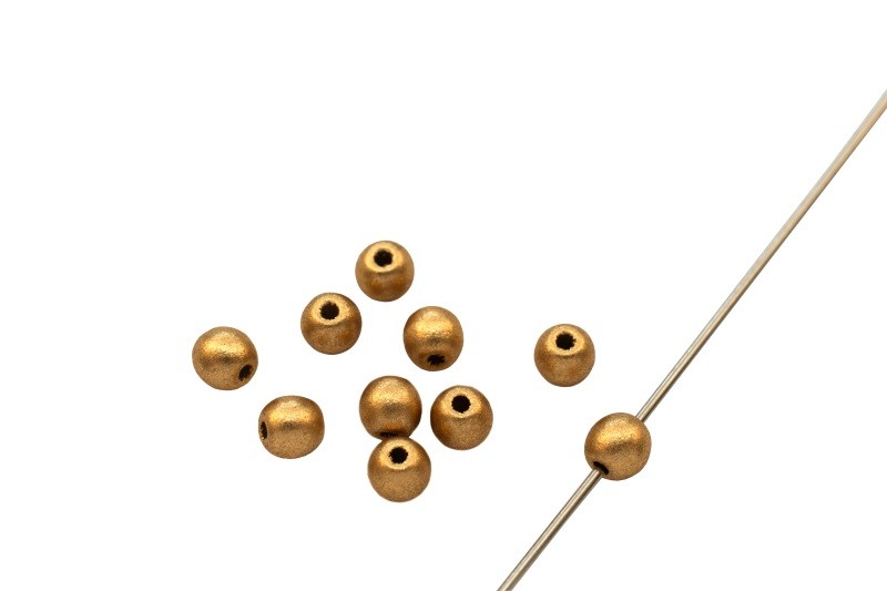 Бусины круглые 3мм, цвет 01710 светлое золото матовый металлик, 738-018, 1 нить (около 100шт)