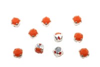 Шатоны Preciosa Maxima 3,2мм в оправе, цвет coral U/silver, 63-213, 10шт