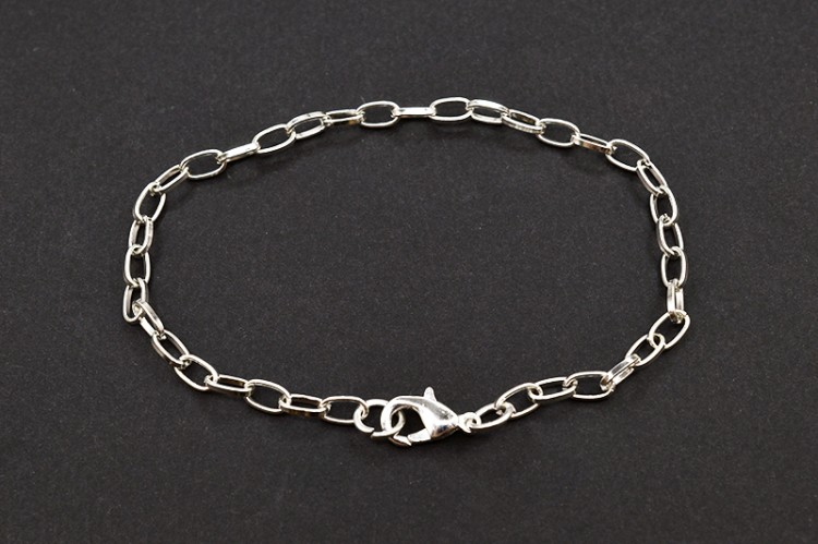 Основа для браслета Цепочка с карабином 20,5см, ячейка 7х4,5х1мм, цвет серебро, сплав металлов, 16-001, 1шт Основа для браслета Цепочка с карабином 20,5см, ячейка 7х4,5х1мм, цвет серебро, сплав металлов, 16-001, 1шт