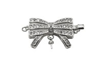 Замок-защелка Бант 30х16х6мм, отверстие 3мм, штифт 0,8мм, цвет платина, латунь/цирконий, 06-066, 1шт