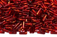 Бисер чешский PRECIOSA стеклярус 97070 7мм витой красный, серебряная линия внутри, 50г