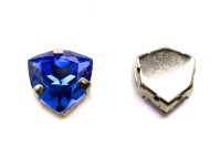 Кристалл Триллиант в оправе 12мм, цвет blue/серебро, стекло, 43-326, 1шт
