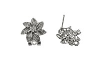 Гвоздики основы для серег 15х12х0,7мм, отверстие 2мм, цвет платина, латунь/цирконий, 21-223, 1 пара