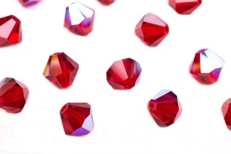 Бусины биконусы хрустальные 6мм, цвет LIGHT SIAM GLITTER, 747-029, 10шт Бусины биконусы хрустальные 6мм, цвет LIGHT SIAM GLITTER, 747-029, 10шт
