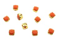 Шатоны Preciosa Maxima 3,2мм в оправе, цвет coral U/gold, 63-212, 10шт