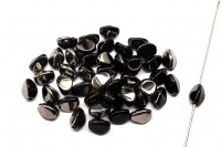 Бусины Pinch beads 5х3мм, отверстие 0,8мм, цвет 23980/27401 черный/хром непрозрачный, 755-099, 10г (около 117шт)