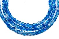 Бусина круглая с эффектом кракле, диаметр 4мм, отверстие 1мм, цвет голубой/прозрачный, 550-118, 20шт