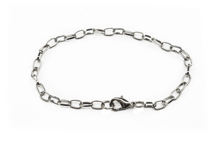 Основа для браслета Цепочка с карабином 20,5см, ячейка 7х4,5х1мм, цвет платина, сплав металлов, 16-002, 1шт Основа для браслета Цепочка с карабином 20,5см, ячейка 7х4,5х1мм, цвет платина, сплав металлов, 16-002, 1шт