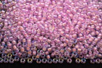 Бисер японский MIYUKI круглый 11/0 #0272 хрусталь/розовый радужный, окрашенный изнутри, 10 грамм