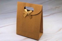 Подарочный пакет 16х12см, цвет коричневый, картон, 31-017, 1шт