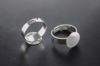 Основа для кольца 17мм (регулируется), диаметр площадки 12мм, цвет серебро, латунь, 15-017, 1шт