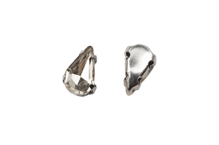 Кристалл Капля 8х5мм пришивной в оправе, цвет хрусталь, стекло, 43-153, 2шт Кристалл Капля 8х5мм пришивной в оправе, цвет хрусталь, стекло, 43-153, 2шт