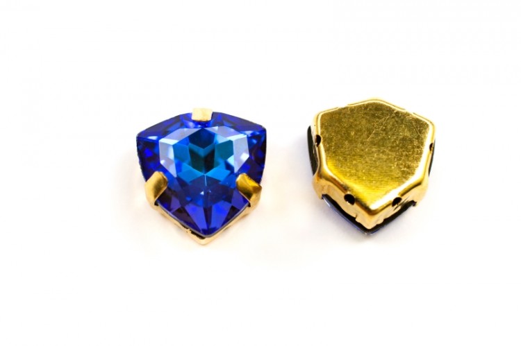 Кристалл Триллиант в оправе 12мм, цвет blue/золото, стекло, 26-342, 1шт Кристалл Триллиант в оправе 12мм, цвет blue/золото, стекло, 26-342, 1шт