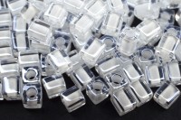 Бисер японский Miyuki Cube кубический 4мм #1104 белый/хрусталь, окрашенный изнутри, 10 грамм