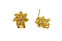 Гвоздики основы для серег 15х12х0,7мм, отверстие 2мм, цвет золото, латунь/цирконий, 21-222, 1 пара