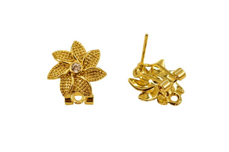 Гвоздики основы для серег 15х12х0,7мм, отверстие 2мм, цвет золото, латунь/цирконий, 21-222, 1 пара Гвоздики основы для серег 15х12х0,7мм, отверстие 2мм, цвет золото, латунь/цирконий, 21-222, 1 пара