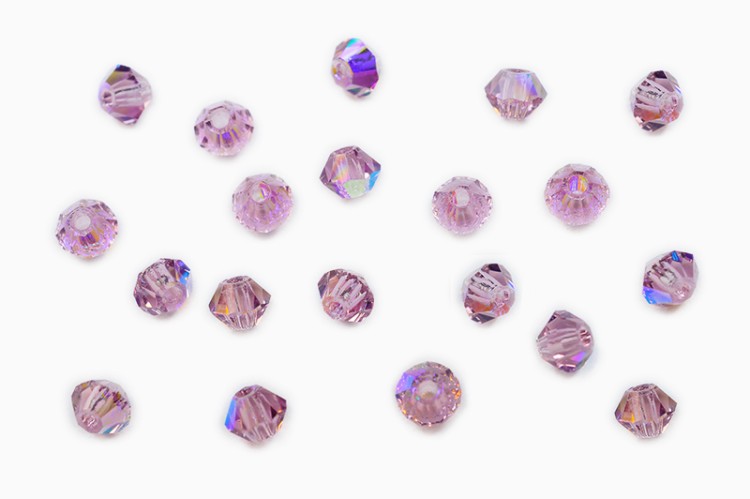Бусины биконусы хрустальные 3мм, цвет LIGHT AMETHYST AB, 745-055, 20шт Бусины биконусы хрустальные 3мм, цвет LIGHT AMETHYST AB, 745-055, 20шт