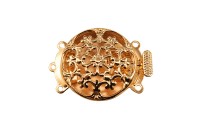 Замок-защелка на 3 нити Круглый 31х22х7мм, отверстие 1,2мм, цвет золото, латунь, 06-018, 1шт