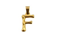 Подвеска-буква F 19х12х3мм, отверстие 3х7мм, цвет золото, хирургическая сталь, 22-469, 1шт