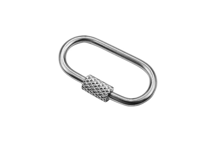 Замок-карабин с винтовой застежкой 26х14х2мм, застежка 7х4мм, цвет стальной, хирургическая сталь, 08-015, 1шт Замок-карабин с винтовой застежкой 26х14х2мм, застежка 7х4мм, цвет стальной, хирургическая сталь, 08-015, 1шт