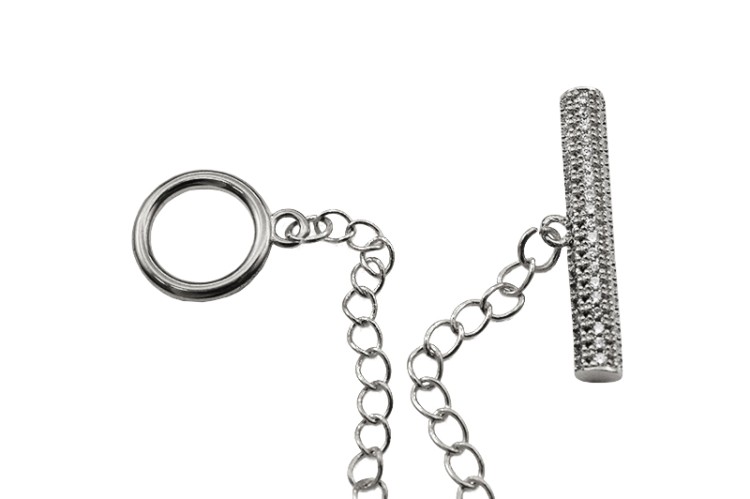 Замок тогл с цепочками 12х60х2мм/21х56х4мм, отверстие 3мм, цвет платина, латунь/цирконий, 12-099, 1 комплект Замок тогл с цепочками 12х60х2мм/21х56х4мм, отверстие 3мм, цвет платина, латунь/цирконий, 12-099, 1 комплект