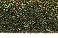 Бисер японский MIYUKI круглый 15/0 #0465 темный зеленый ирис, металлизированный, 10 грамм