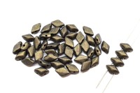 Бусины GemDuo 8х5мм, отверстие 0,8мм, цвет 23980/79082 темный зеленый металлик матовый, 709-083, 10г (около 64шт)
