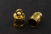 Концевик 16х10мм, внутренний диаметр 7мм, отверстие 3мм, цвет античное золото, сплав металлов, 01-146, 2шт