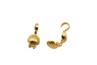 Зажим Каллота ракушка 11х5мм, внутренний диаметр 4,5мм, отверстие 1мм, цвет золото, латунь, 14к позолота, 04-213, 2шт